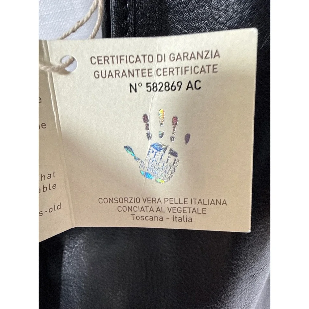 Vera Pelle Italiana Black Vegetable Tanned Leather Hobo Bag Made in Italy NWT